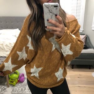 Mustard yellow star print sweater - Small